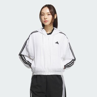 adidas阿迪达斯外套女子2025春季新款运动休闲连帽梭织夹克JZ2161