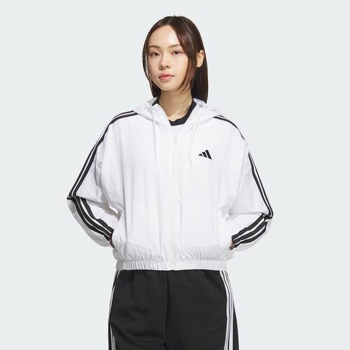 adidas阿迪达斯外套女子新款春季新款运动休闲连帽梭织夹克JZ2161