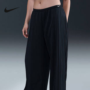 Nike耐克女裤新款春季宽松舒适百褶运动裤阔腿直筒长裤IM7460-010
