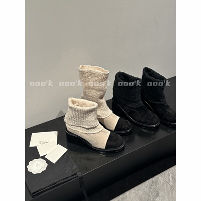 ooo.k / 12.5新品 可长可短~实际展示~24s新款耐脏拼色弹力袜靴女