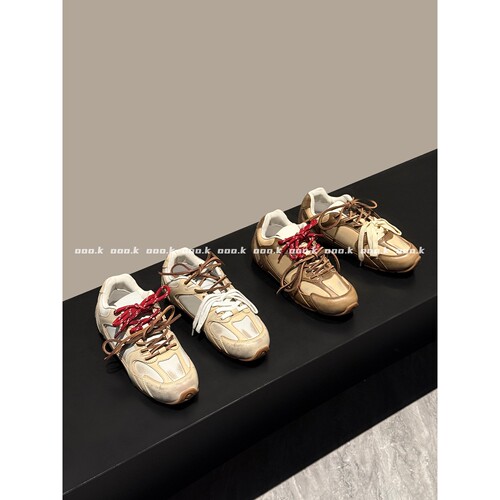 ooo.k / 新品 鞋控闭眼入！ 25ss 复古做旧拼色系带德训鞋 女