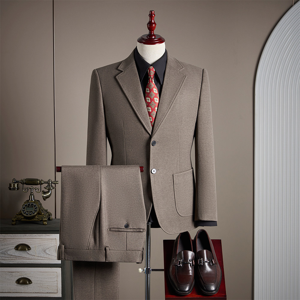 【TGH】加厚星空毛呢西装男士套装秋冬季商务休闲修身西服LJT2202