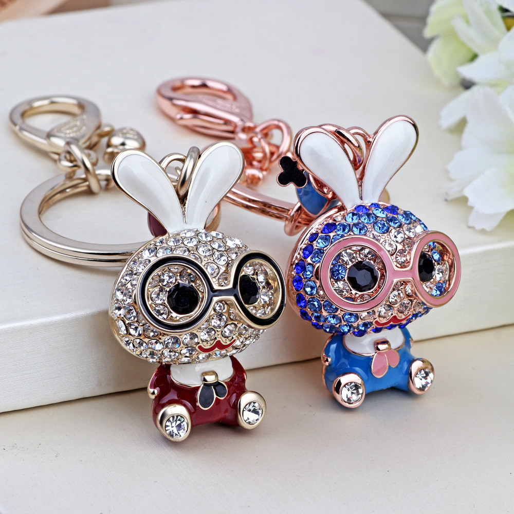 韩国创意钥匙链镶钻兔子情侣汽车钥匙扣女士包挂饰挂件情侣小礼品|msdalam kategori bekalan perayaan/hadiah, Hadiah kreatif, rantai kunci - dari Buy2taobao.com untuk memberikan perkhidmatan ejen Taobao profesional membeli