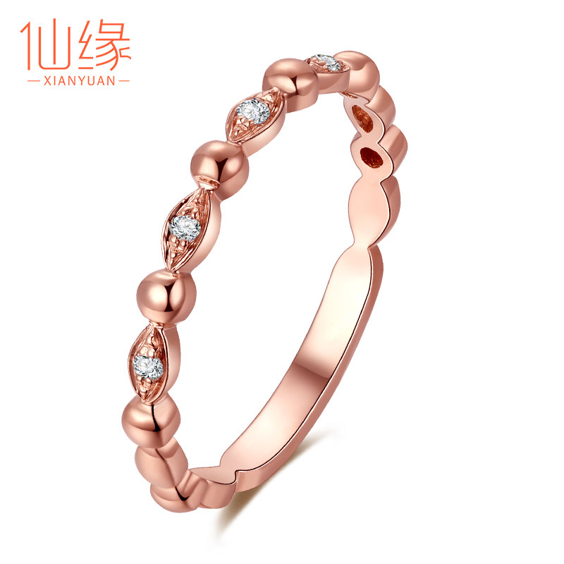 排钻戒指玫瑰金18k金排钻钻石戒指女钻戒排戒群镶排钻护戒正品