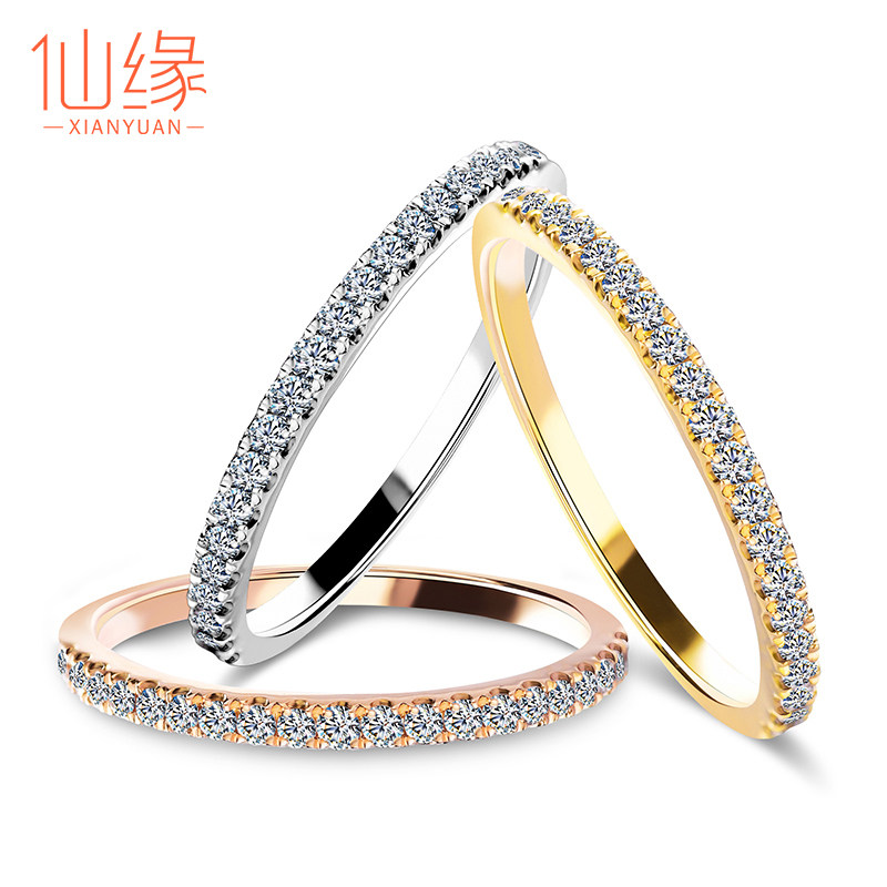 排钻戒指18k金排戒钻石戒指女黄金白金玫瑰金钻戒正品婚戒专柜