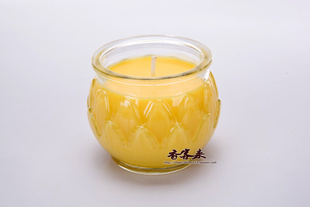 莲花酥油灯24小时 红色黄色 礼佛油灯 天然熏香蜡烛 圆形平口