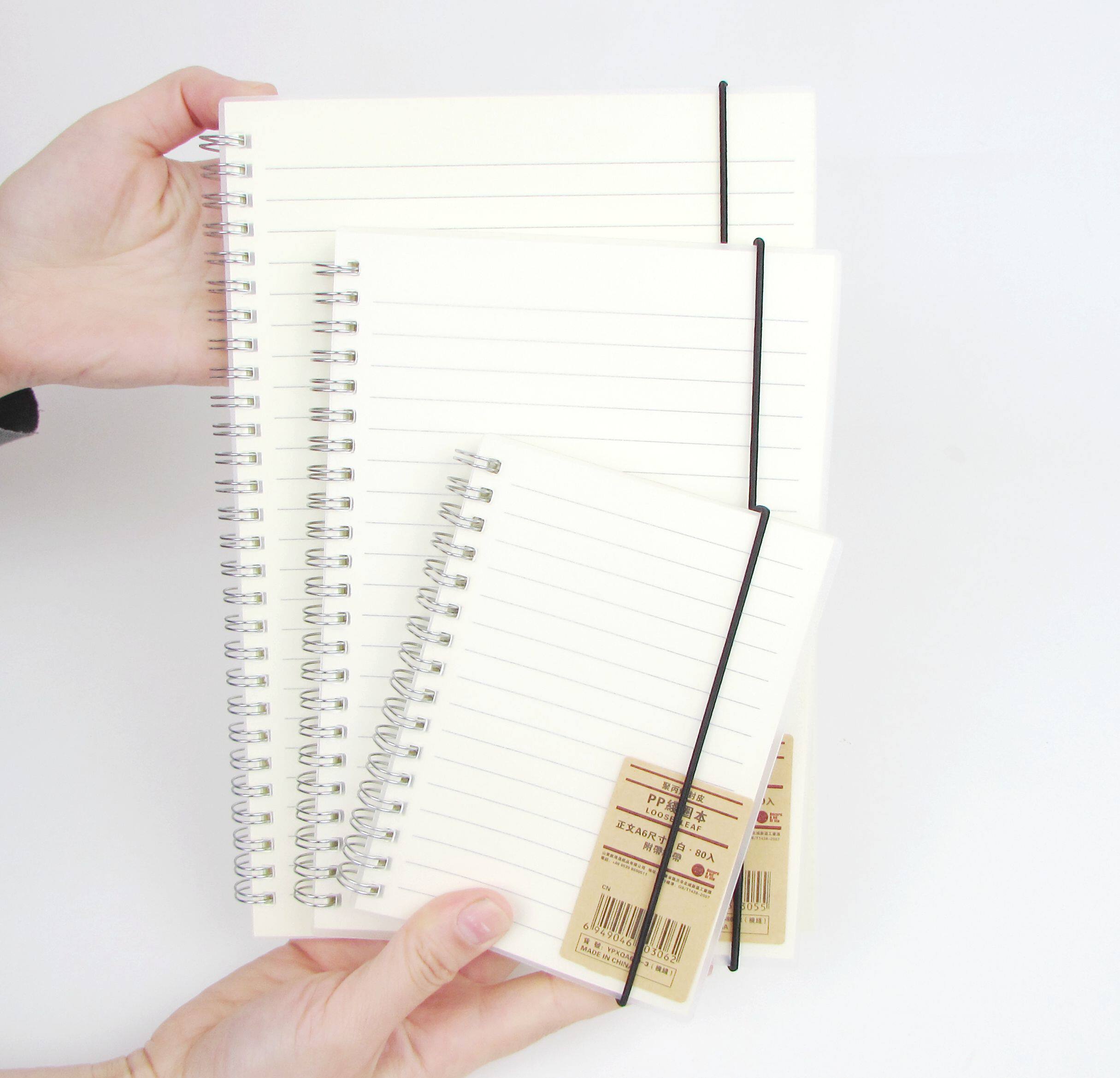 pp侧翻线圈本a5 b5绑绳本 透明磨砂皮活页笔记本 螺旋清新网格本
