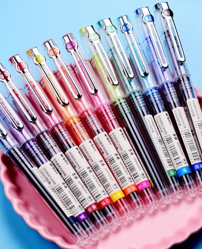 晨光M2401本味直液式中性笔速干12色走珠笔做笔记手账速干0.5水笔