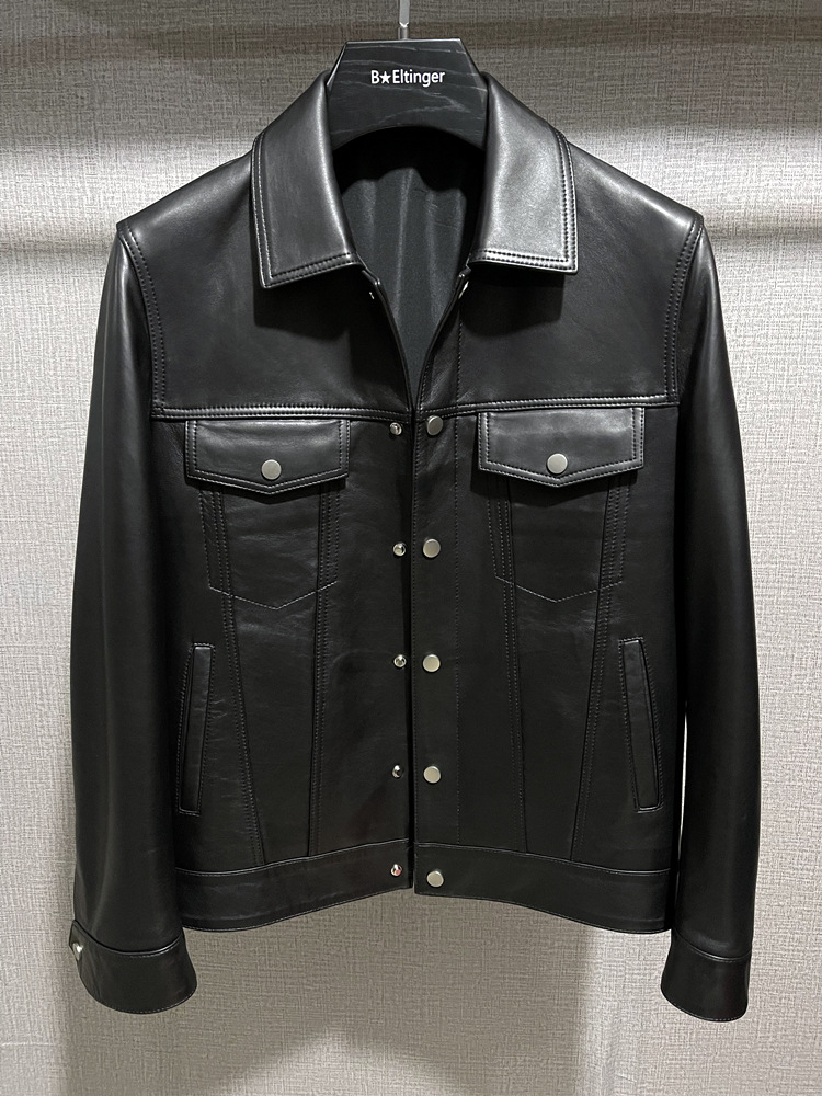 春季新款牛仔短款小羊皮夹克外套