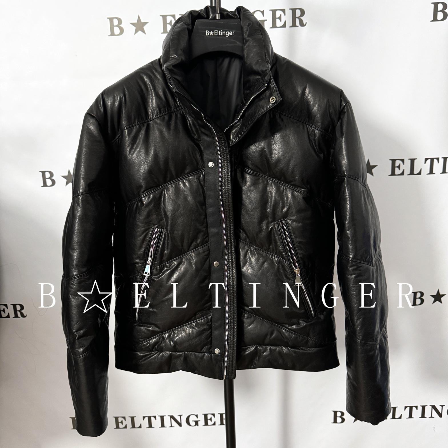 蓬松小牛皮羽绒服短款面包领保暖