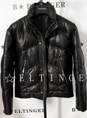 加厚御寒重磅MX200g面包领真皮羽绒服男短款冬季外套夹克头层牛皮