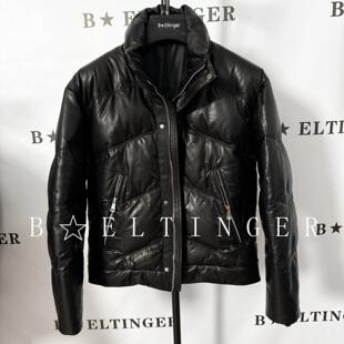 加厚御寒重磅MX200g面包领真皮羽绒服男短款冬季外套夹克头层牛皮