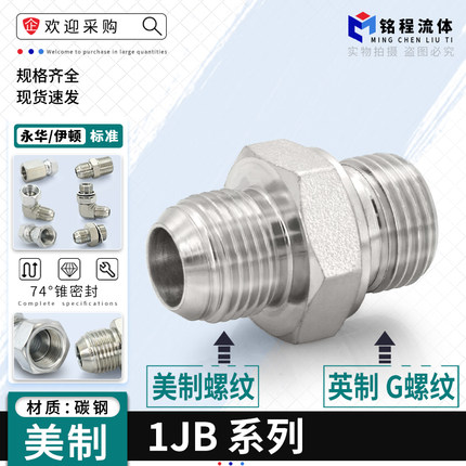 直通过渡接头美制JIC外螺纹74°外锥/英制外螺纹胶垫ED密封1JB-WD