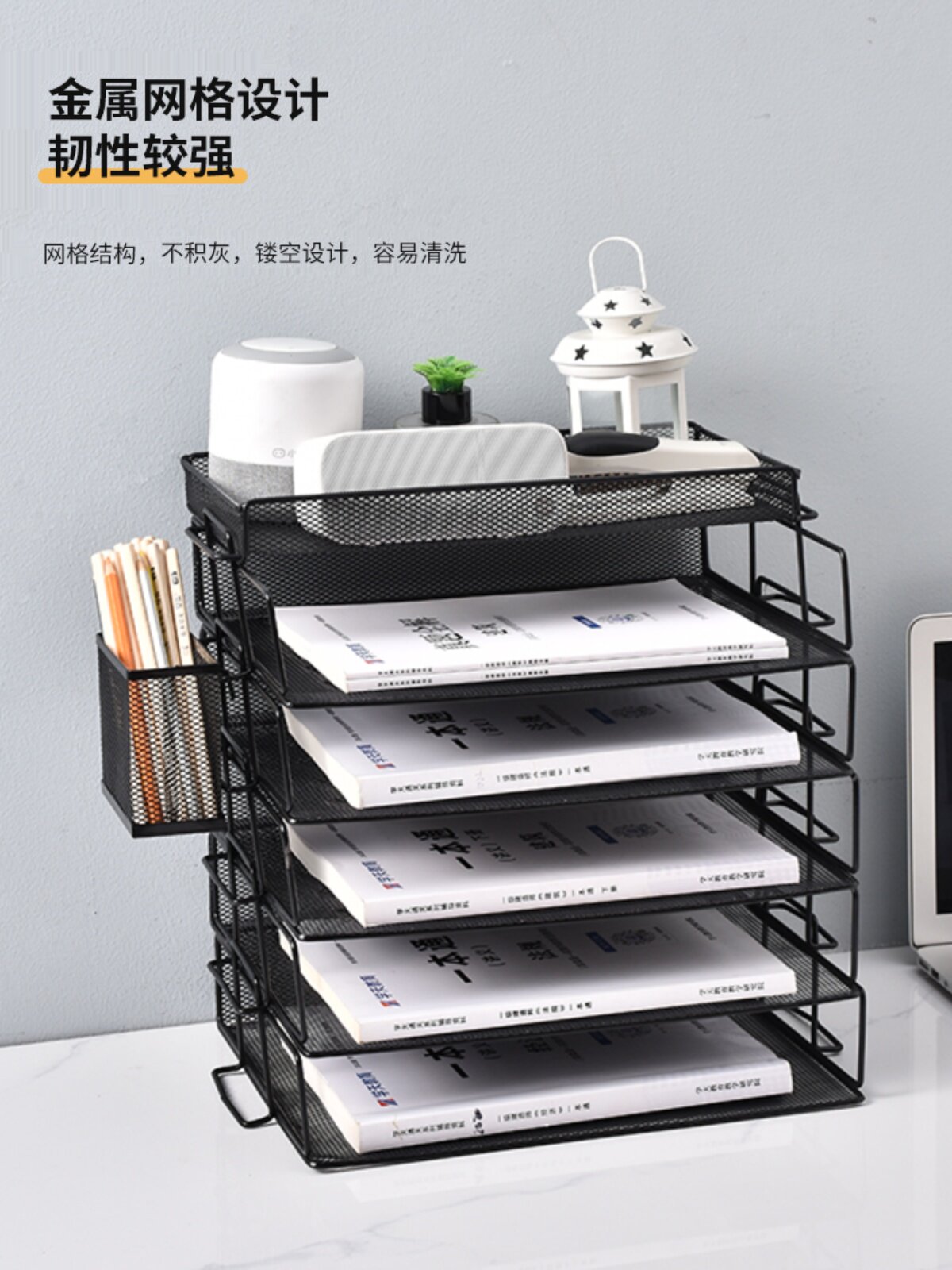 데스크탑 책장 사무실 책상 북엔드 스토리지 주최자 다층 대용량 INS 높은 찾고 파일 스토리지 랙