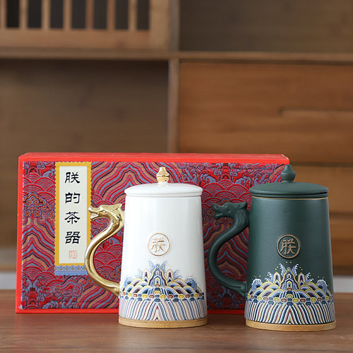 中文化创意杯子水杯国潮马杯带盖过茶杯日礼品