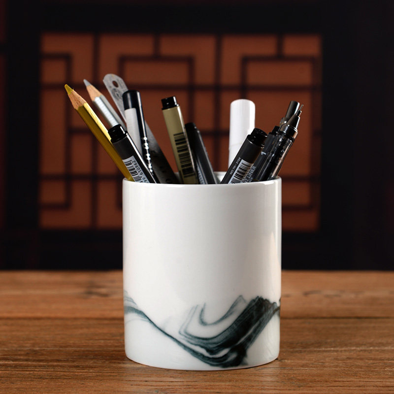 陶瓷笔筒圆形大容量白瓷简约直筒中式书房桌面文化创意,节庆用品/礼品,笔筒,淘宝优惠券,粉丝福利购,淘宝优惠卷