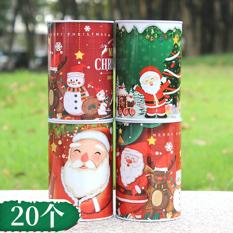 圣诞节卡通圆形马口铁存钱罐幼儿园学生实用存储罐小礼品生日礼物
