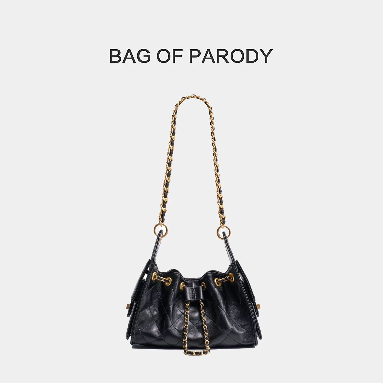 Bag of parody2026新款小香风链条水桶包单肩手提菱格女包