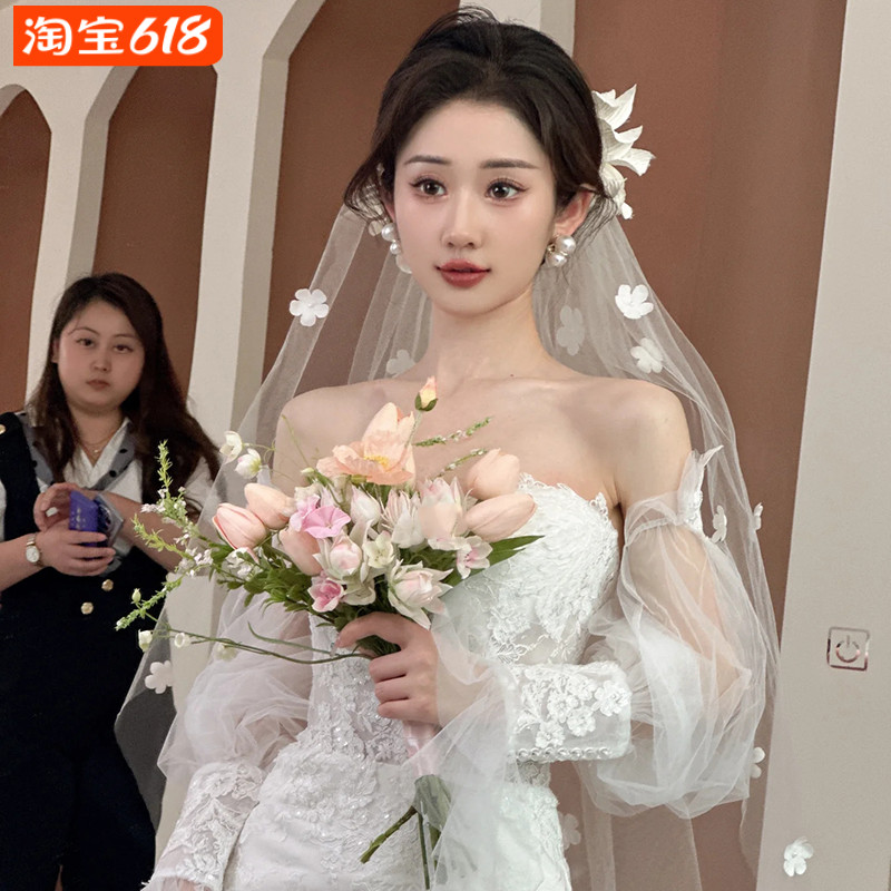 头纱新娘主婚纱结婚旅拍领证求婚