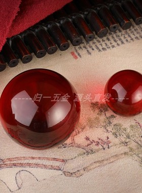 鸿运珠透明水晶球摆件红色能量球