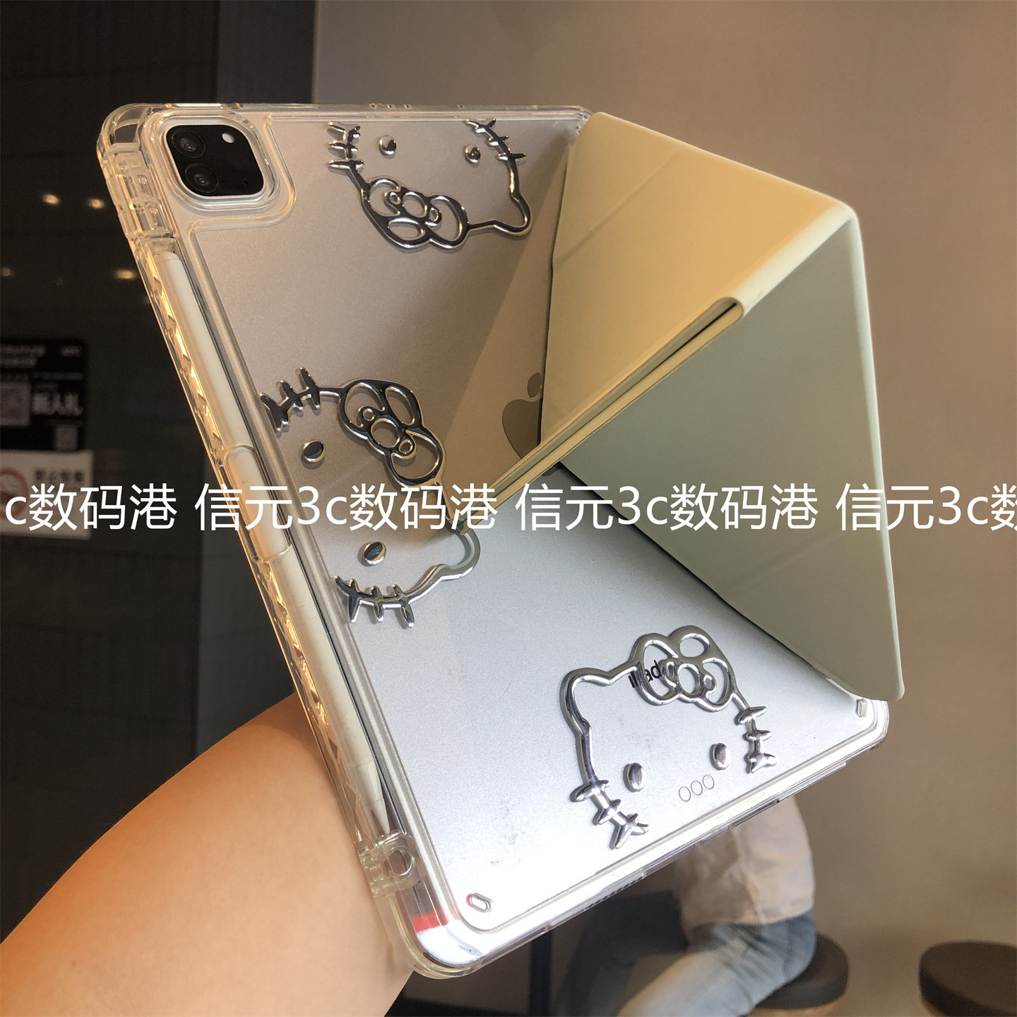 可爱浮雕3+Y型折叠横竖支架适用苹果iPadpro11保护套9第10代8亚克力Air567吸屏10.2寸9.7笔槽Pro12.9透明壳13图片