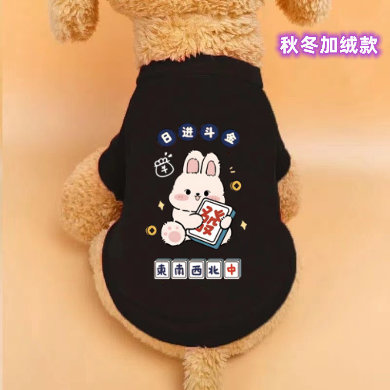新年款宠物猫咪狗狗服装恭喜发财财神保暖加厚卫衣加绒秋冬新款潮