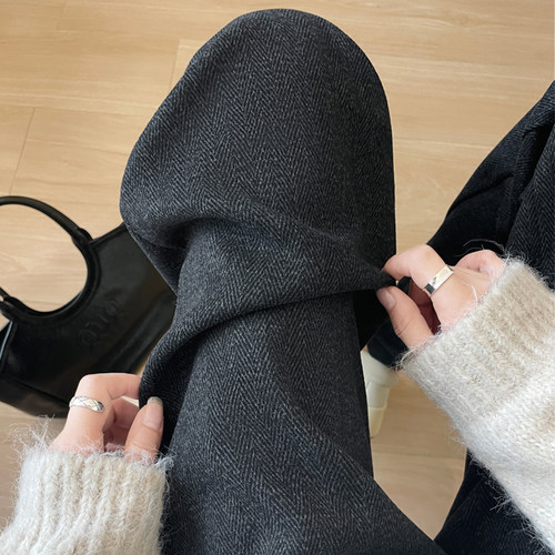 高腰垂感小个子九分直筒糯米裤