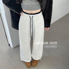 加绒阔腿裤女款秋冬季2026新款加厚宽松显瘦束脚运动裤休闲卫裤子
