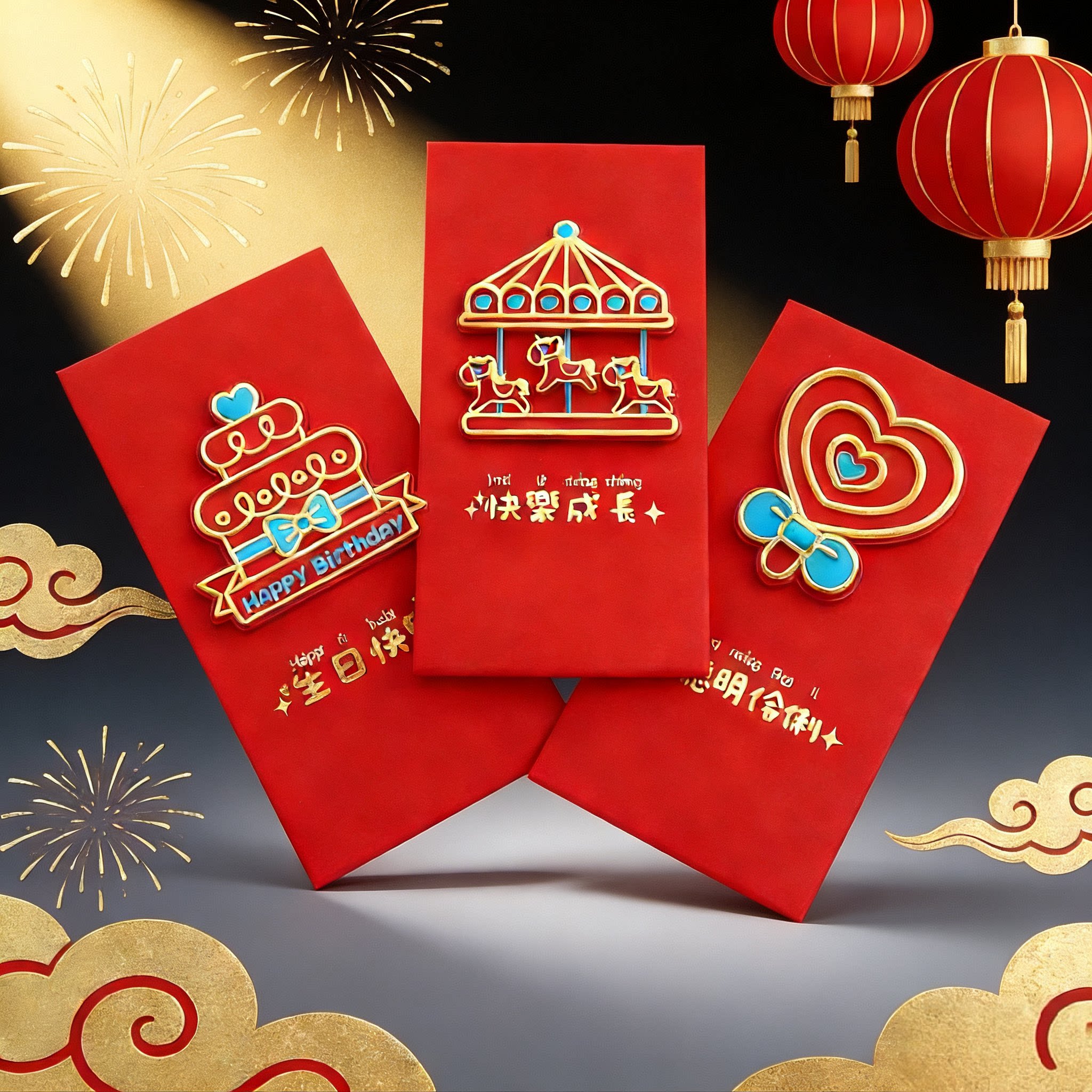 新生儿童满月聪明伶俐快乐成长利是封个性小王子红包单卡生日红包