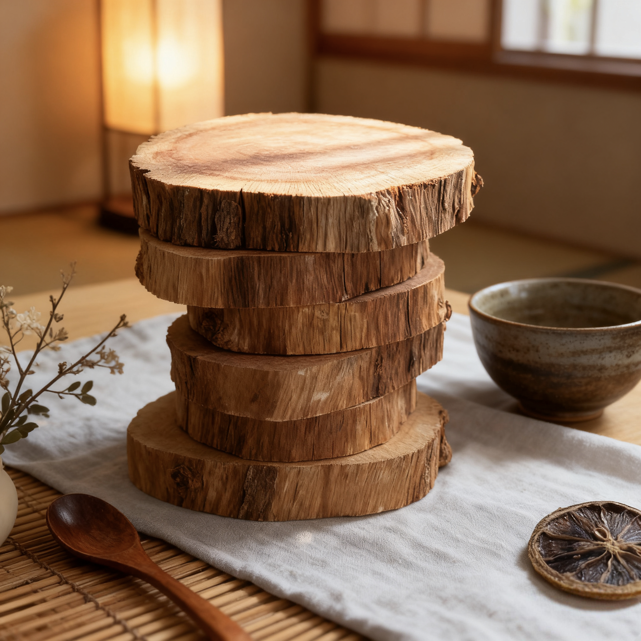 花梨木整木茶杯垫围炉木片底座