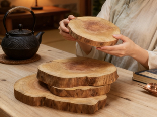 花梨木茶杯垫 整块原木杯垫底座 茶桌茶道配件 围炉煮茶木垫隔热