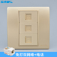 86型墙壁暗装 超五类网络网口带电话面板 语音插带2个电脑网线插座