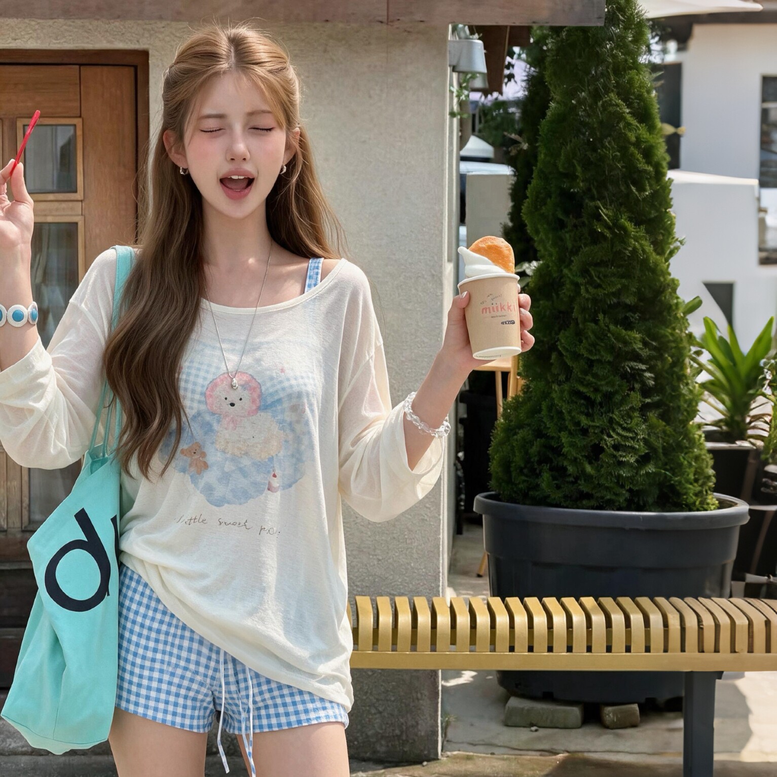2026韩系清新少女分体泳衣三件套轻薄透视罩衫泡温泉海边泳装6608