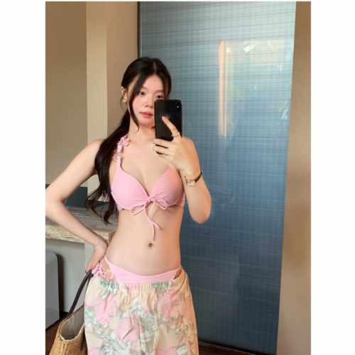 纯欲风海岛度假bikini大胸比基尼三亚海边松弛感泳衣5074