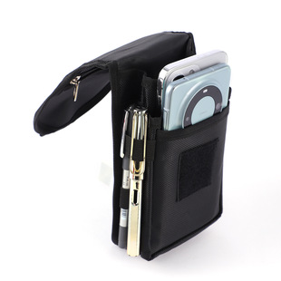 男士三层手机包袋休闲腰包笔插袋6.7寸翻盖手机腰挂包腰包手机包