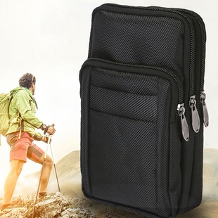 男士三层手机包牛津布户外运动腰包穿皮带放充电宝香烟包定制logo