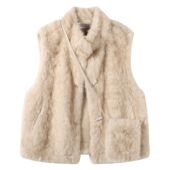 牛角扣羊羔毛时尚 慵懒宽松减龄毛绒无袖 外套女秋冬新款 马甲