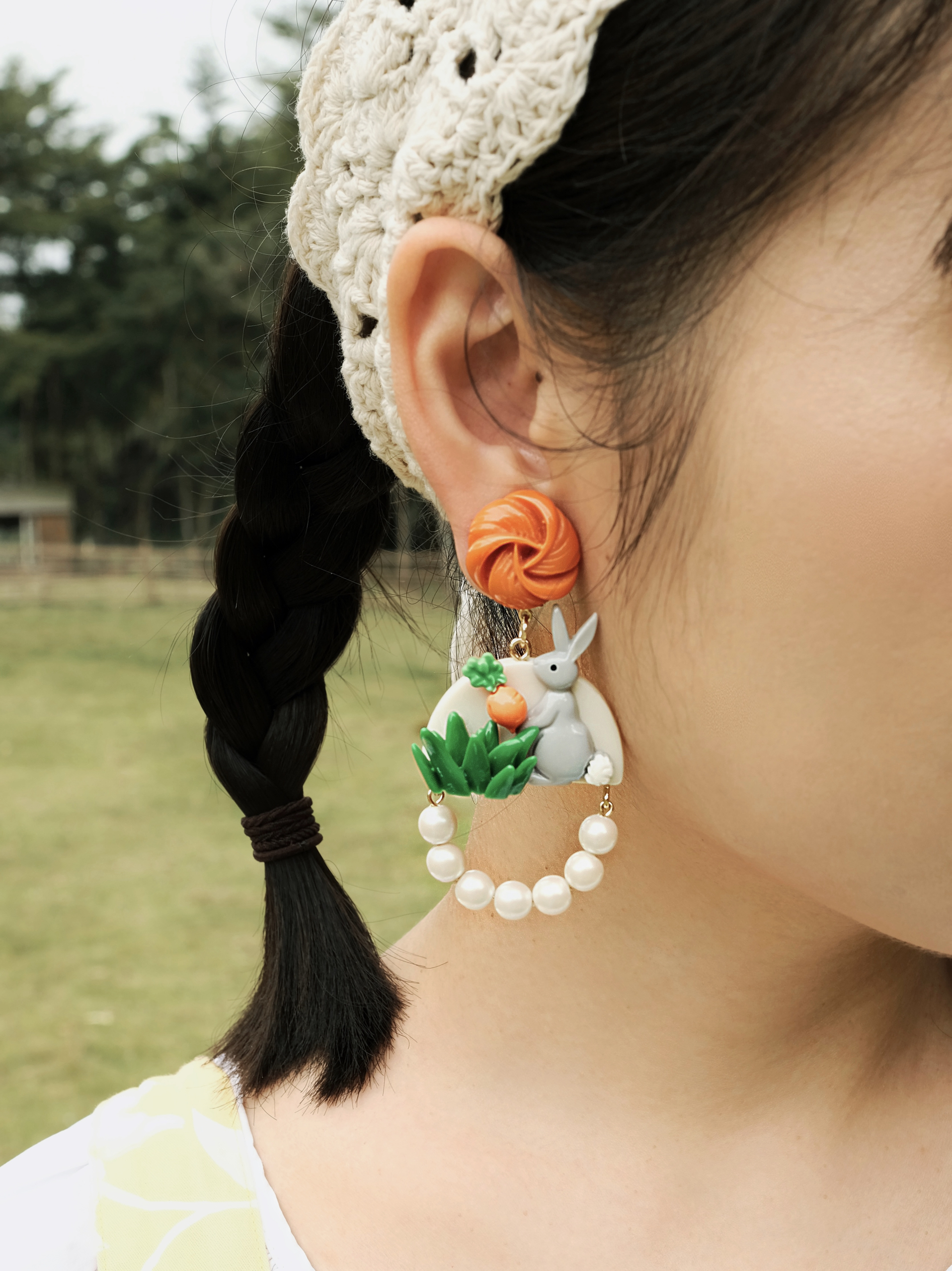 BOMBCACA放牛班的秋天系列 小兔乖乖原创设计童趣兔子夸张耳环