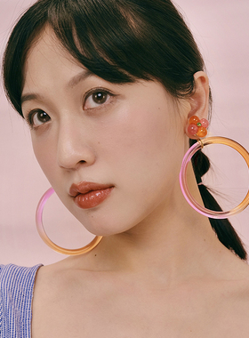 BOMBCACA软糖系列 彩虹软糖 原创两用大圆圈透明夸张hoop耳圈耳环