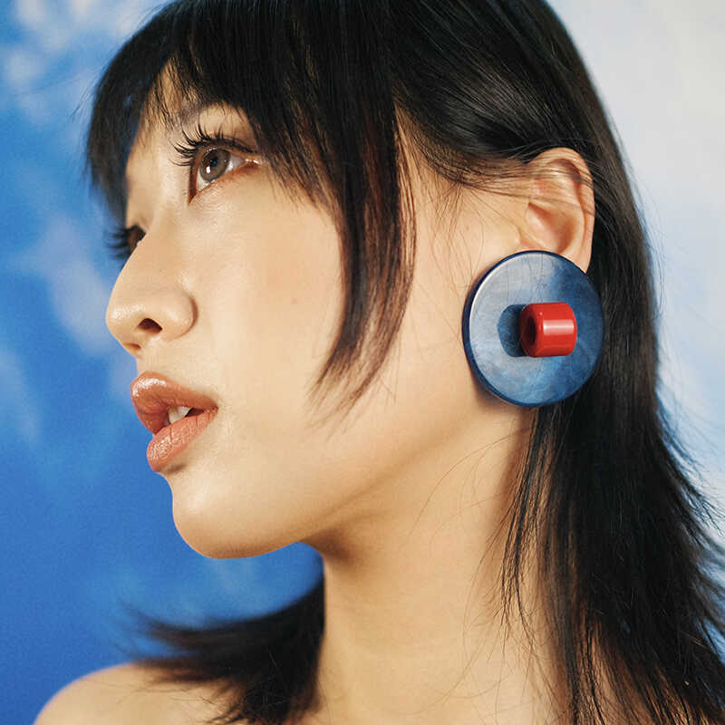 BOMBCACA复古红蓝原创度假耳环