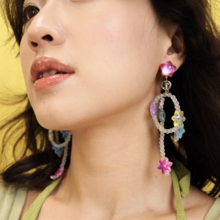 BOMBCACA夏日终曲系列 沐浴星光 彩色星星流苏圈圈可爱鬼马耳环女