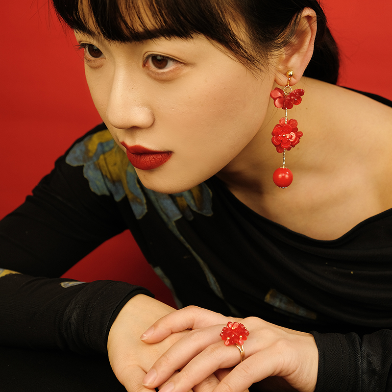 BOMBCACA飞花令系列 梅花三弄 精致长吊坠原创高级感轻奢中式耳环