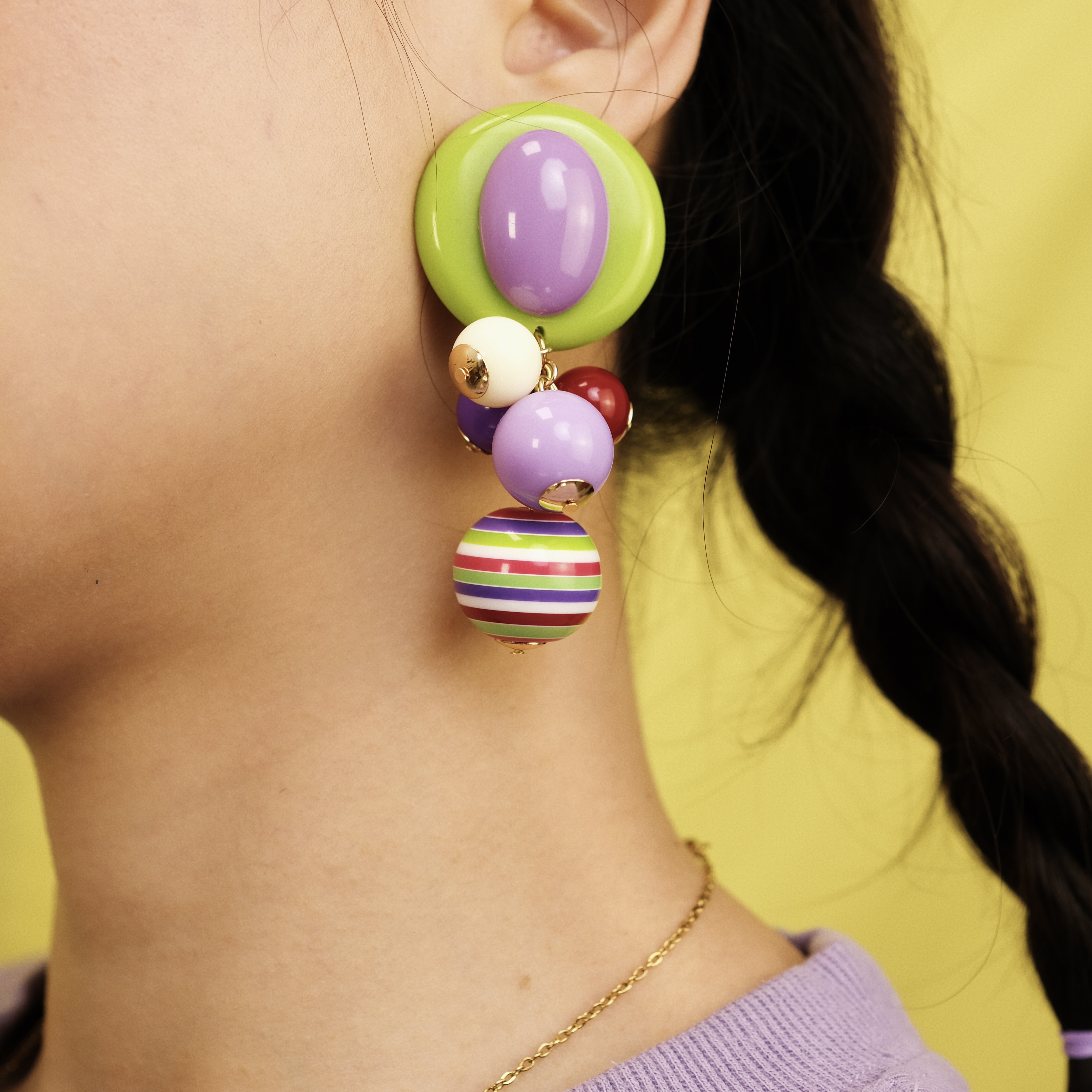 BOMBCACA趣味星球系列 比奇堡 原创夸张彩球中古设计感圆珠耳环女