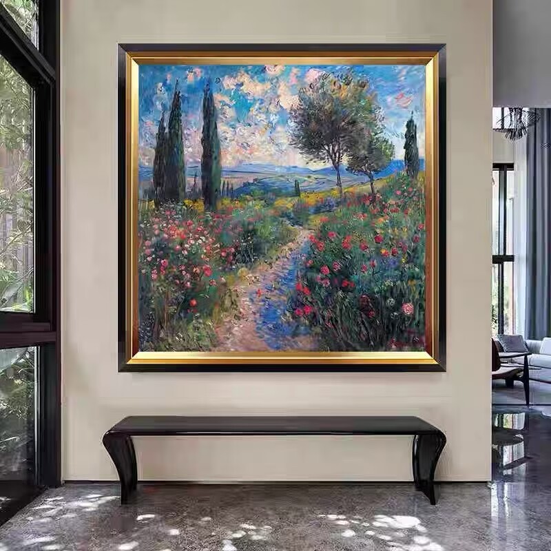 新款DMC十字绣套件满绣客厅餐厅风景名画莫奈名圣马丁岛上的小路