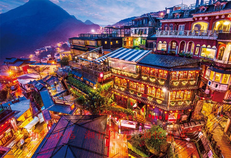 印花包邮DMC纯棉十字绣套件客厅卧室餐厅 夜市灯火 台湾九份夜景