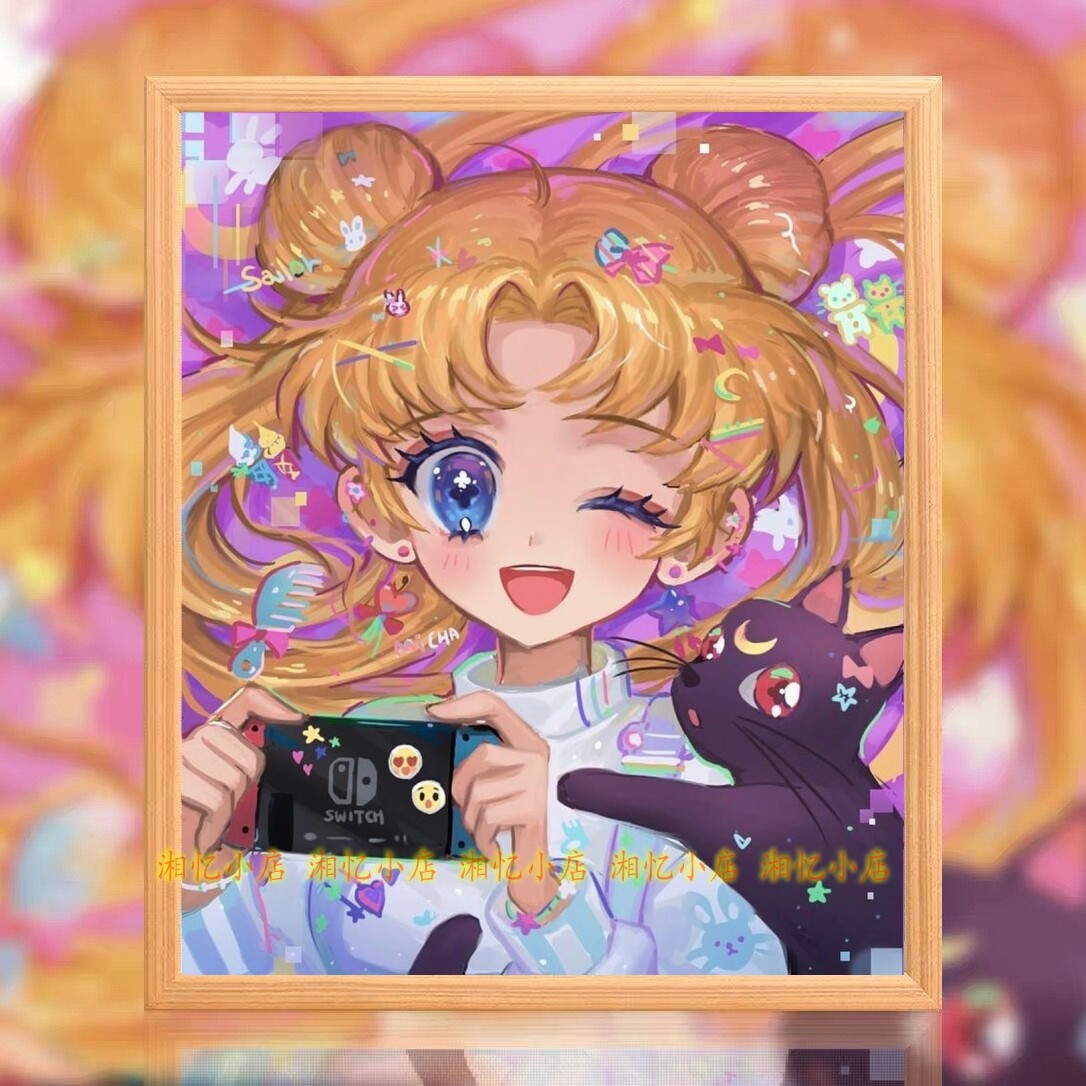 新款印花dmc棉线十字绣套件客厅卧室卡通美少女战士 水冰月和露娜