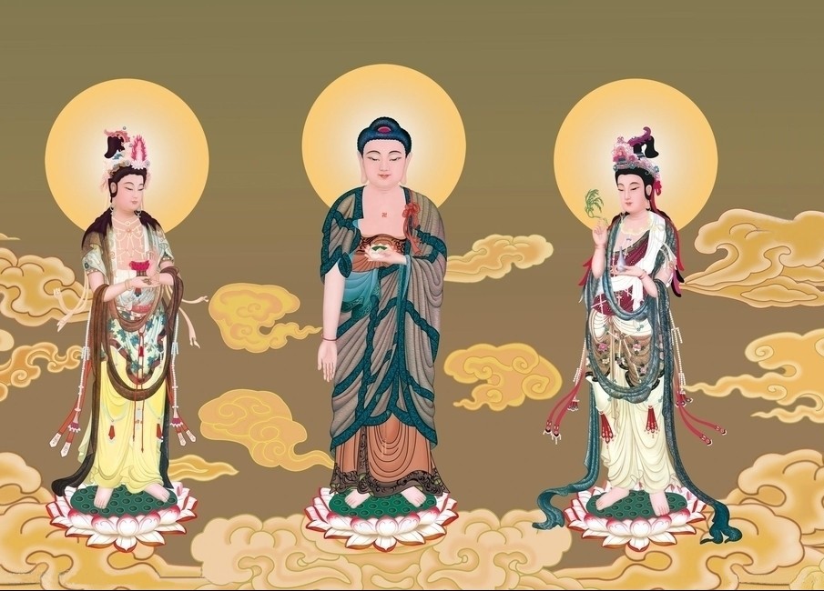 纯棉套件佛堂西方三圣十字绣包邮