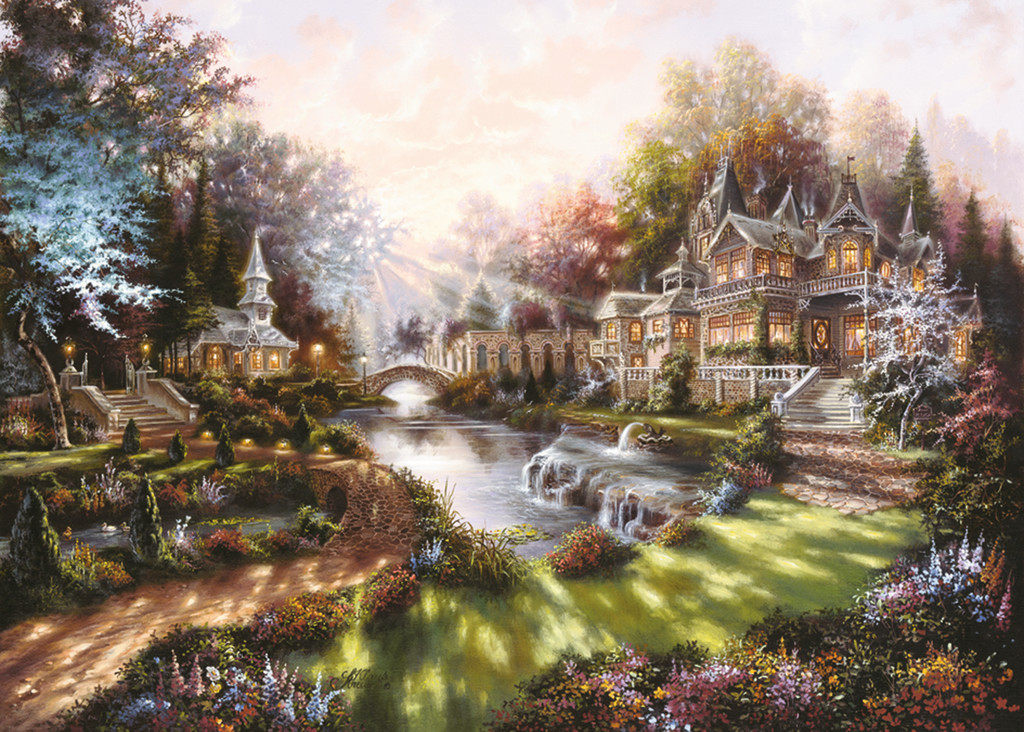 印花新款DMC纯棉十字绣套件 客厅卧室餐厅玄关欧式风景油画 晨光