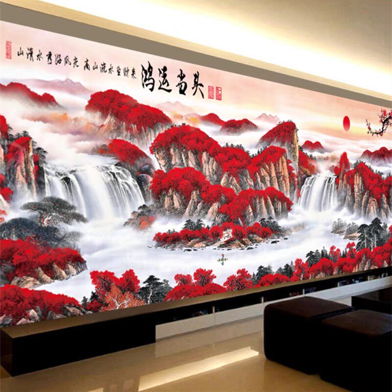 风景高端中格白布棉线大格