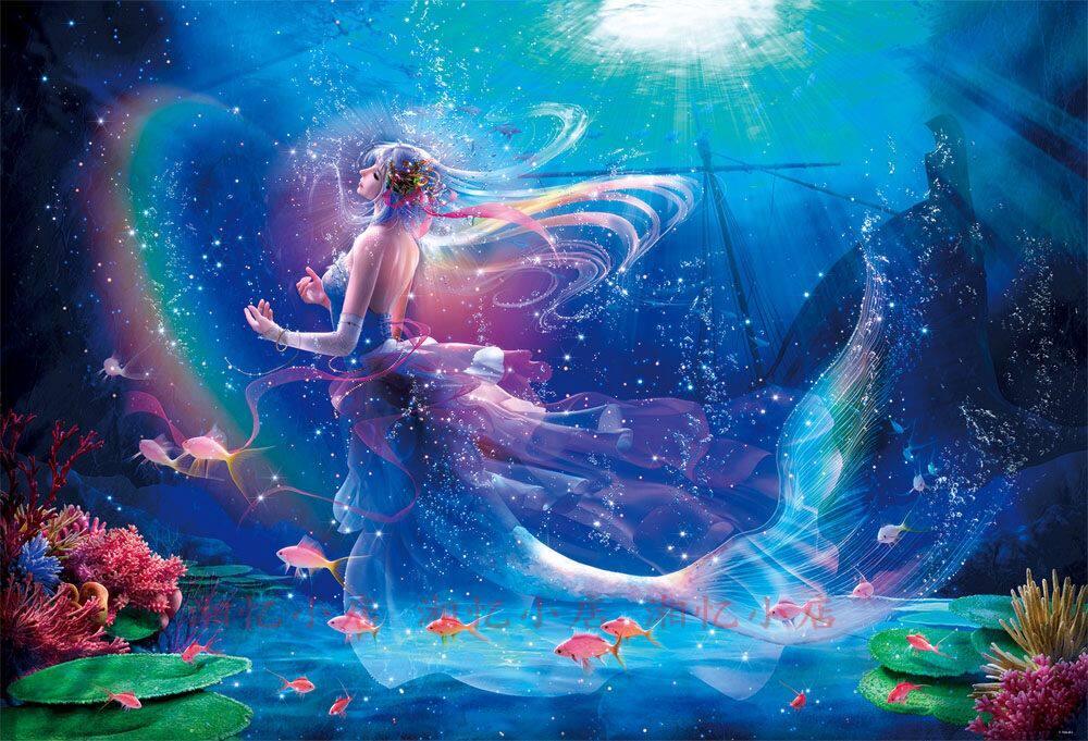印花纯棉梦幻夜光美人鱼十字绣